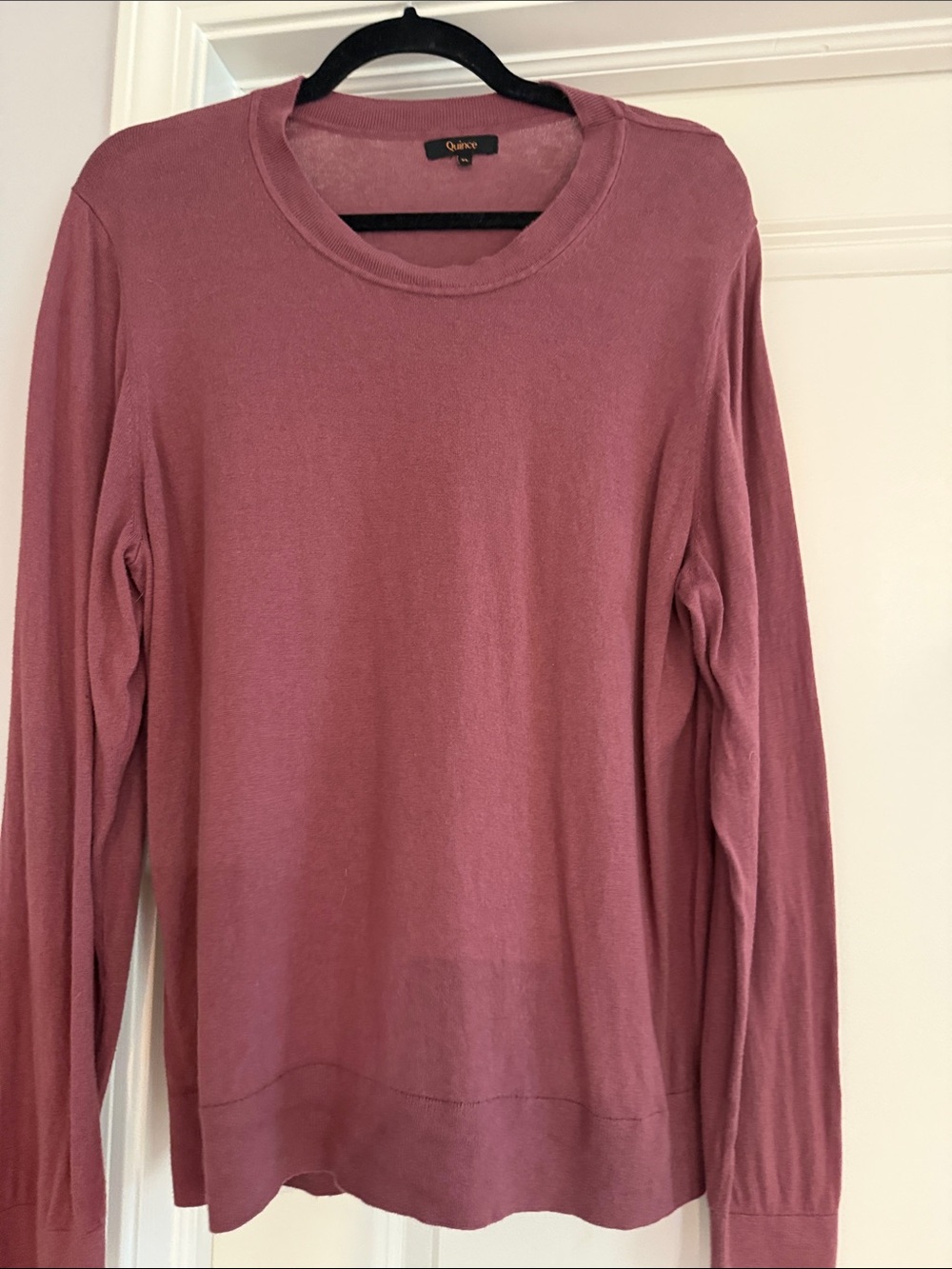 Quince Lightweight Cotton Cashmere Crewneck Long-Sleeve Sweater in Dusty Plum - Picture 3 of 5